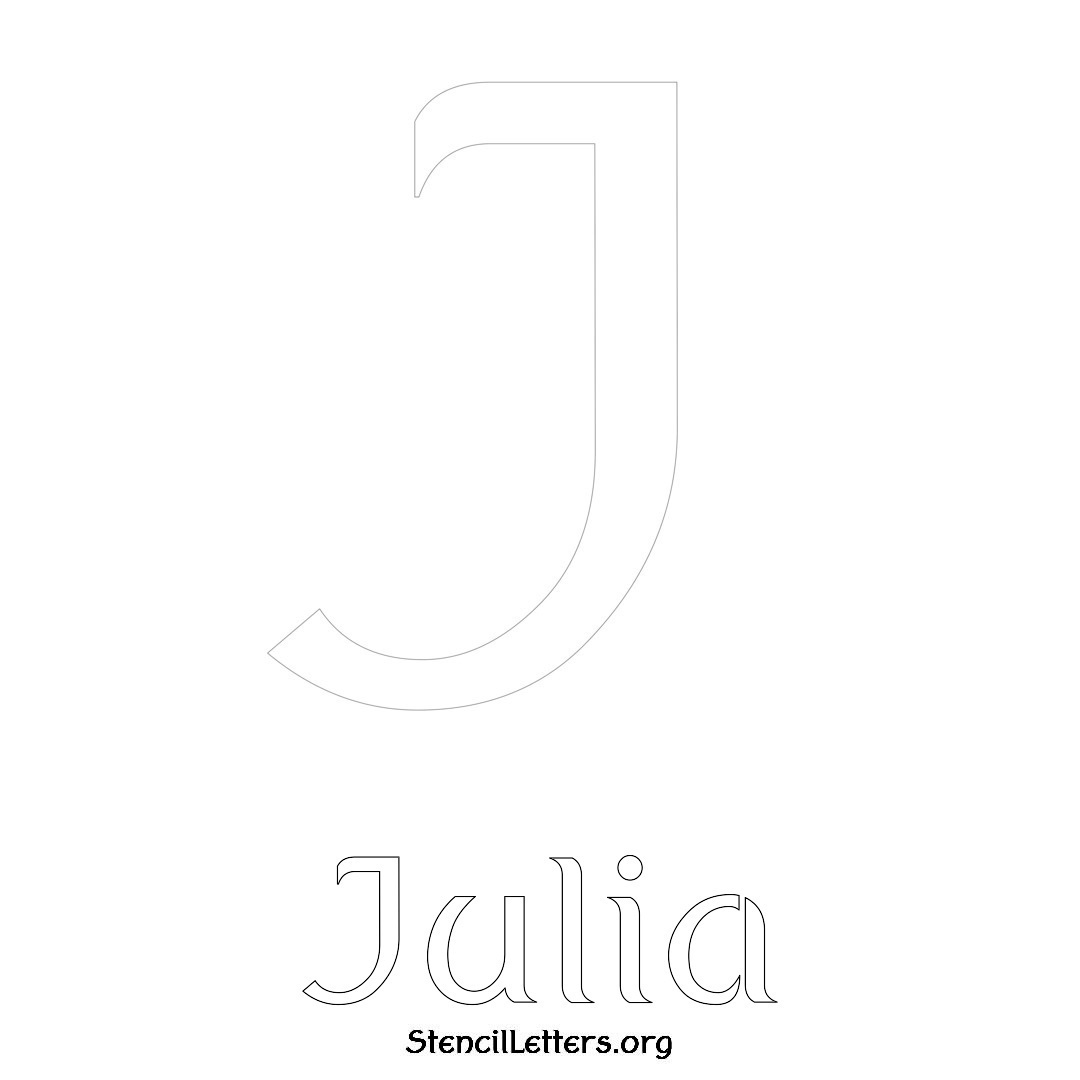 Julia printable name initial stencil in Ancient Lettering