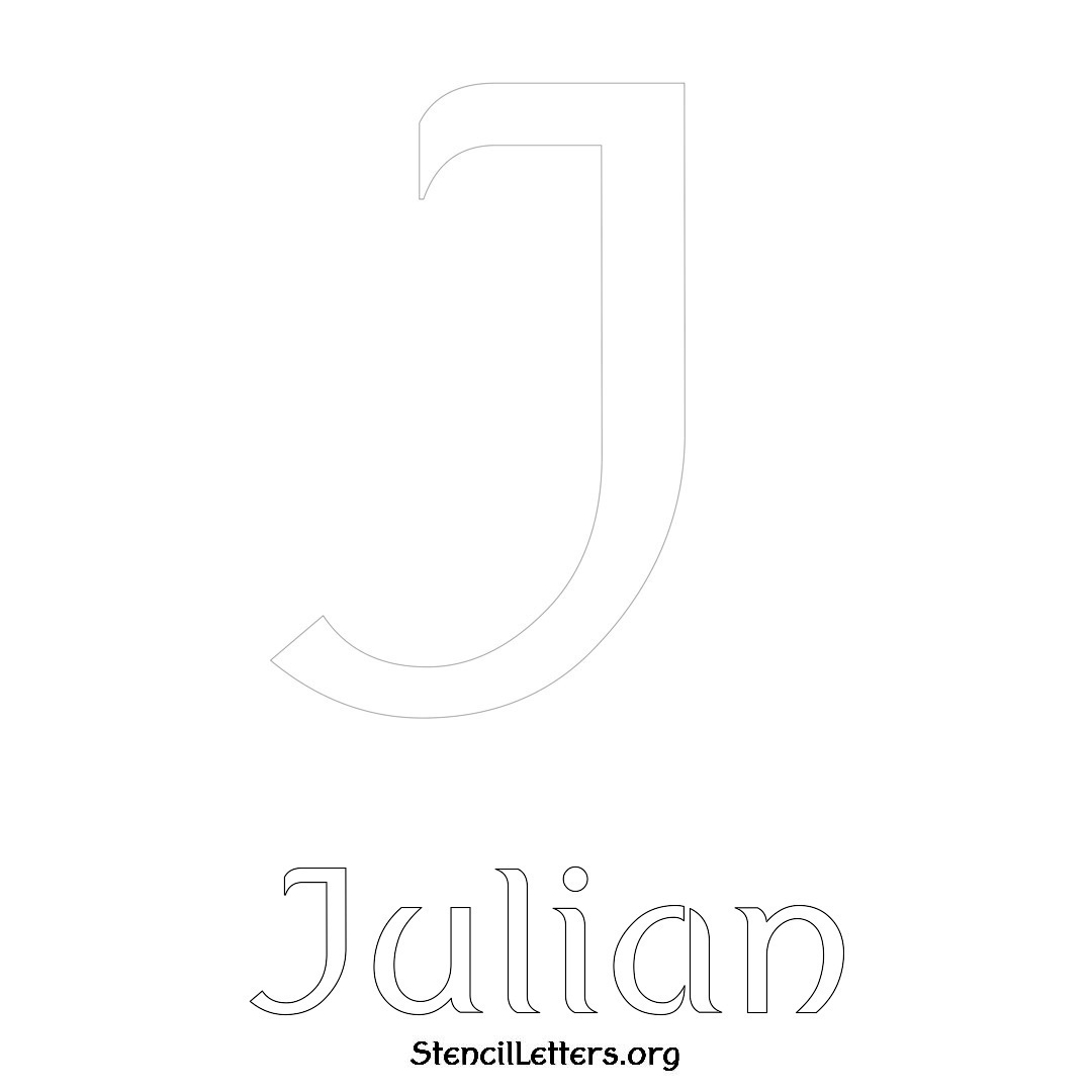 Julian printable name initial stencil in Ancient Lettering