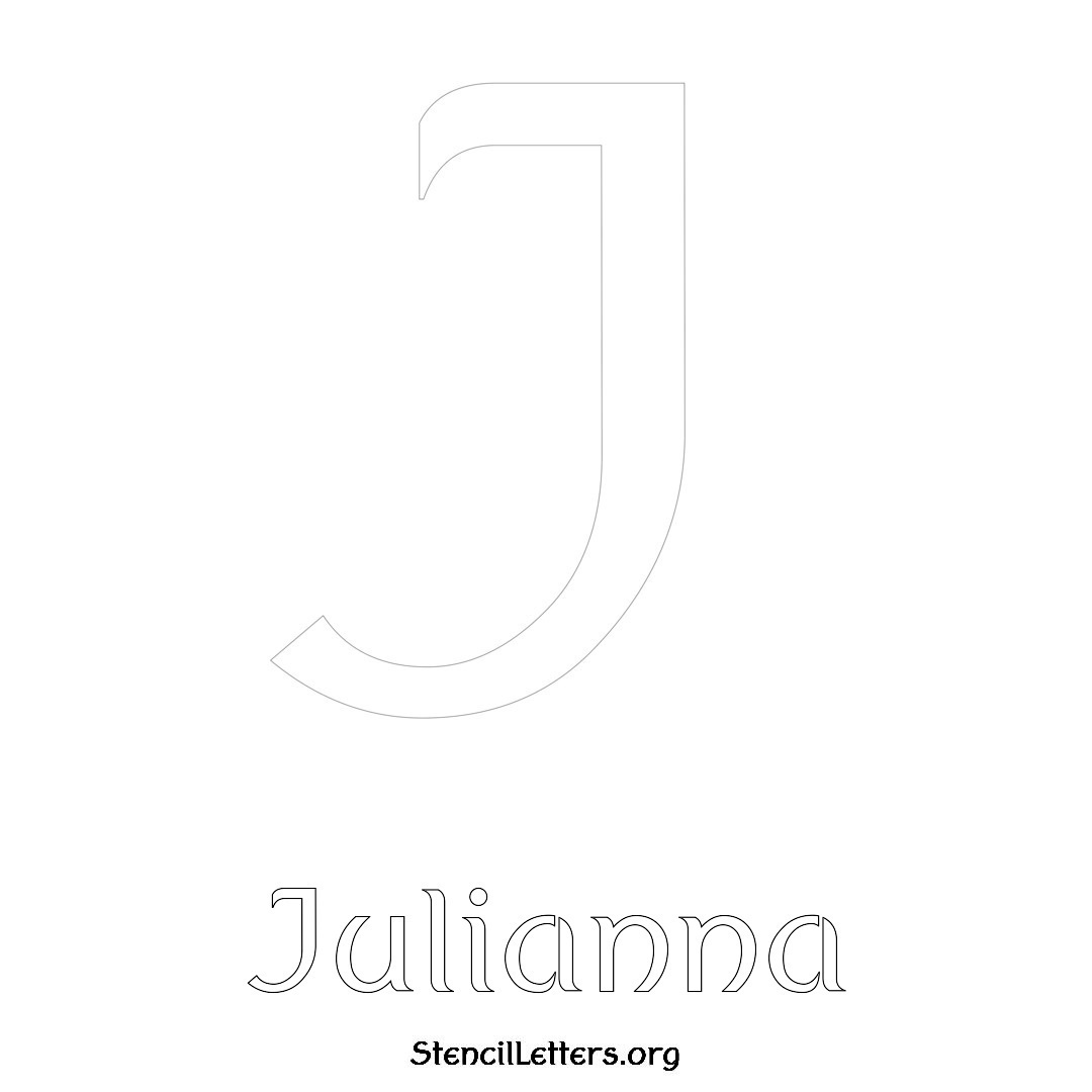 Julianna printable name initial stencil in Ancient Lettering