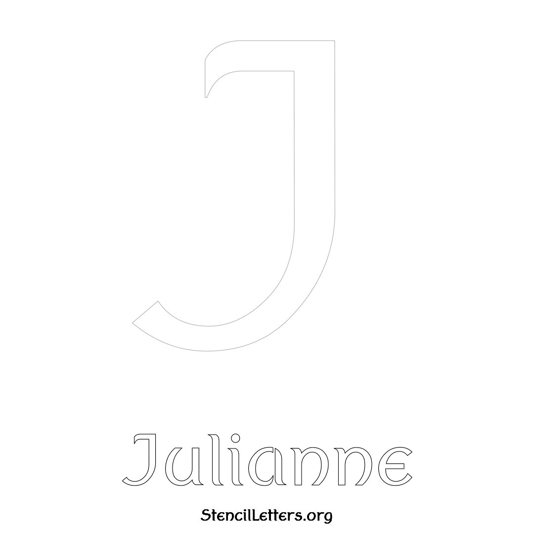 Julianne printable name initial stencil in Ancient Lettering