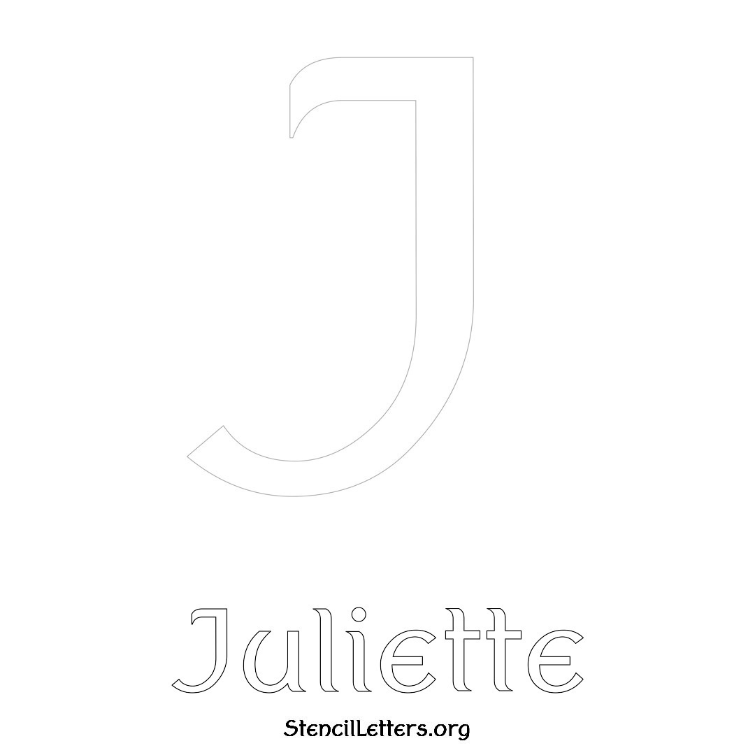 Juliette printable name initial stencil in Ancient Lettering