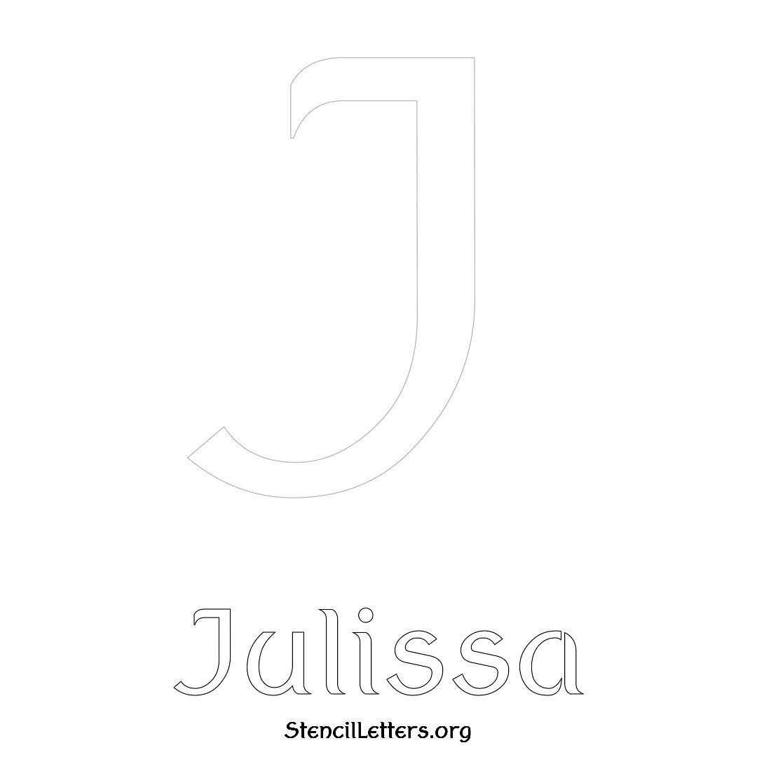 Julissa printable name initial stencil in Ancient Lettering