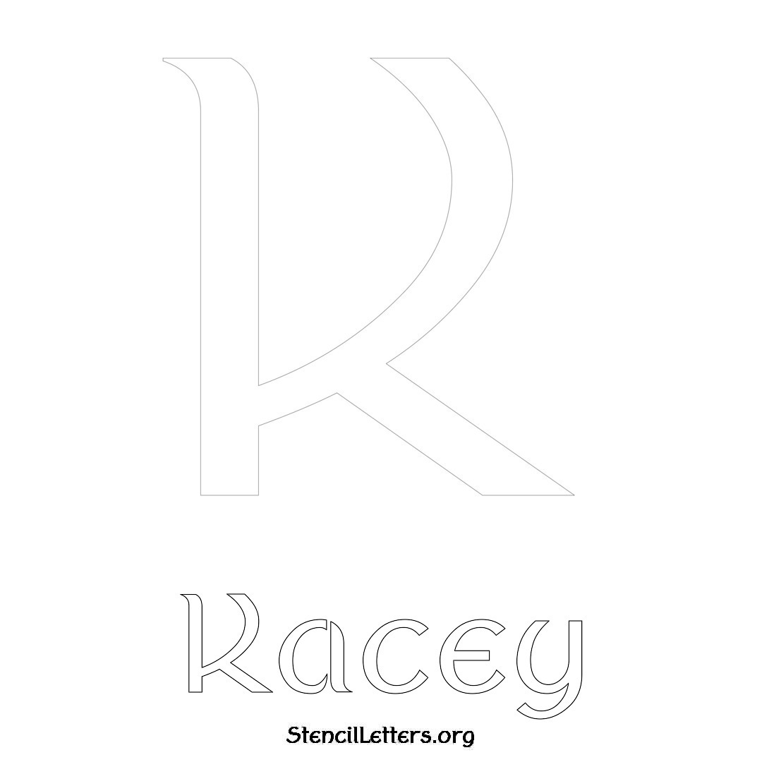 Kacey printable name initial stencil in Ancient Lettering