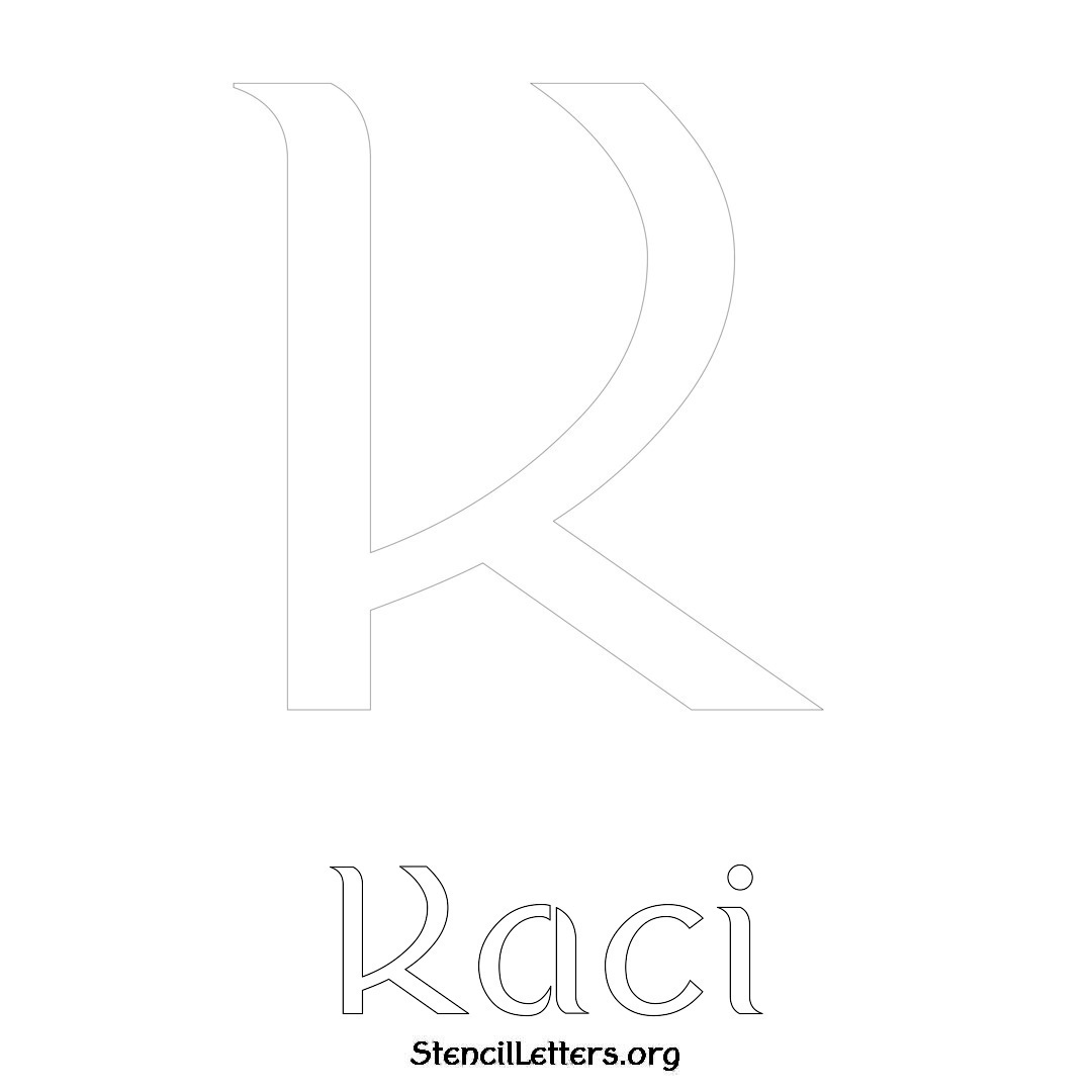 Kaci printable name initial stencil in Ancient Lettering