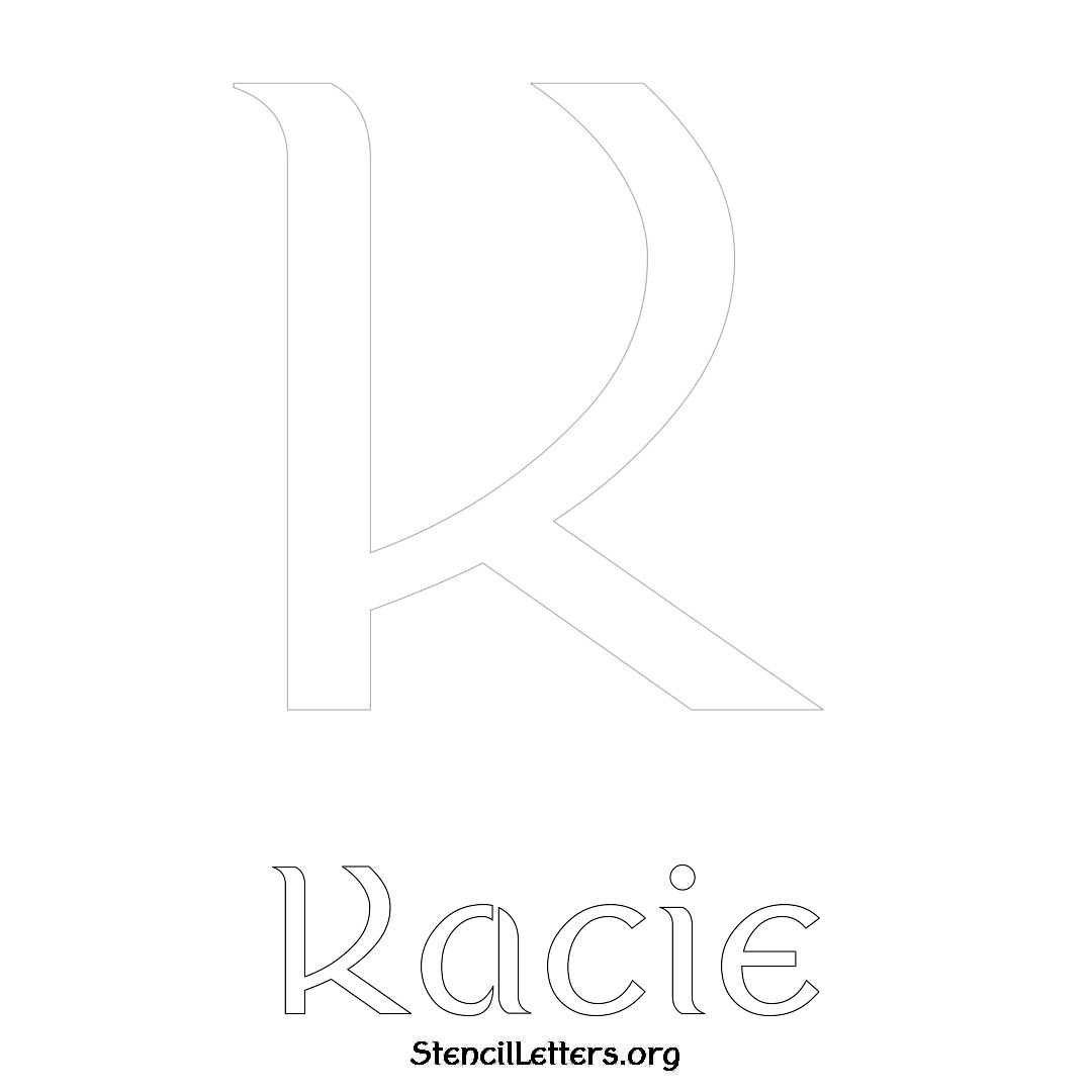 Kacie printable name initial stencil in Ancient Lettering