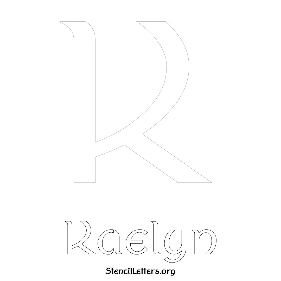 Kaelyn printable name initial stencil in Ancient Lettering