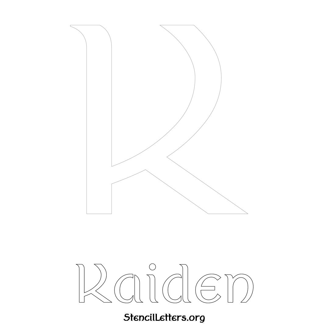 Kaiden printable name initial stencil in Ancient Lettering