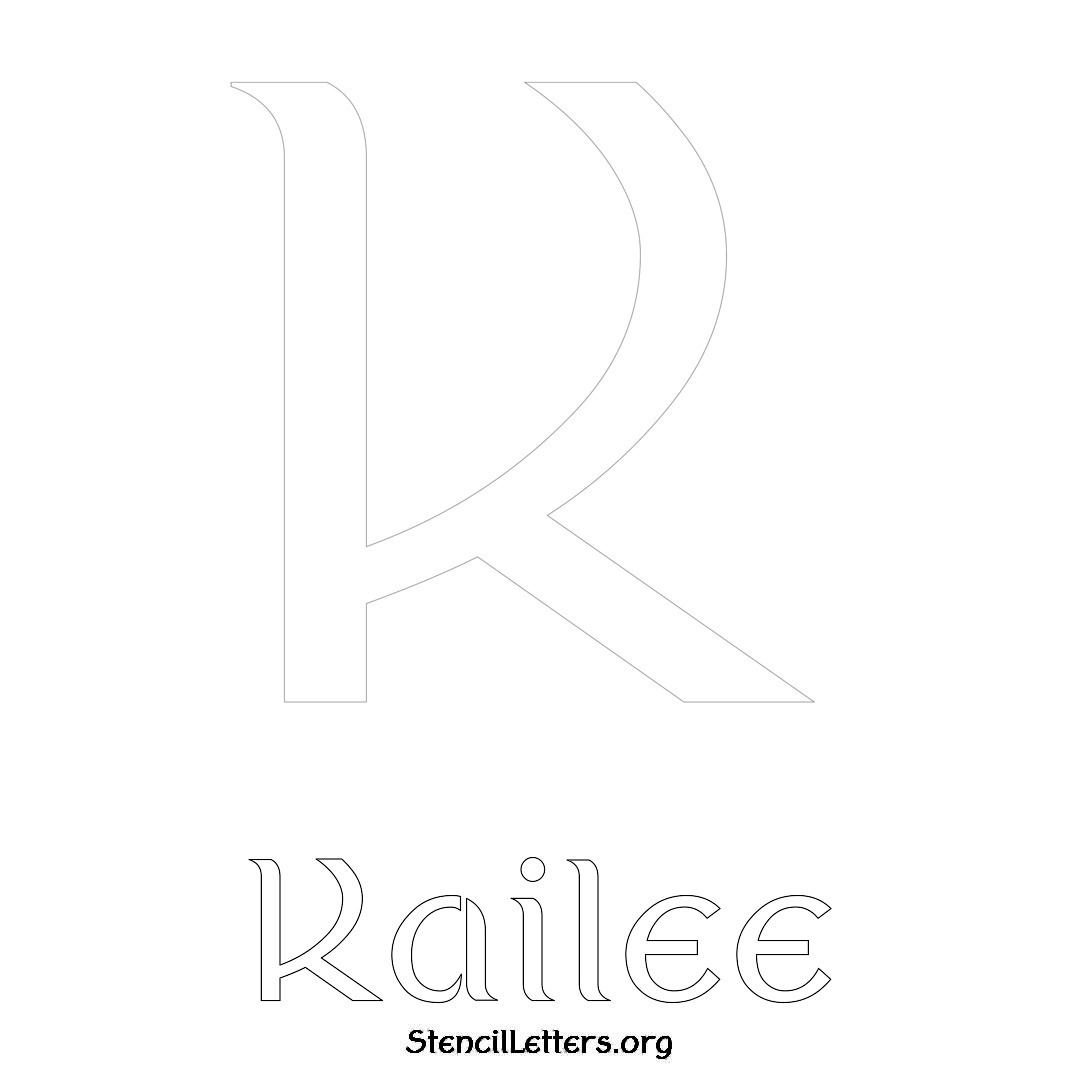 Kailee printable name initial stencil in Ancient Lettering