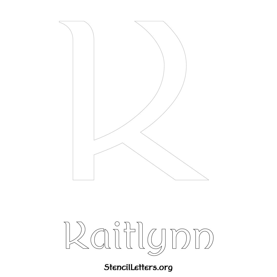 Kaitlynn printable name initial stencil in Ancient Lettering