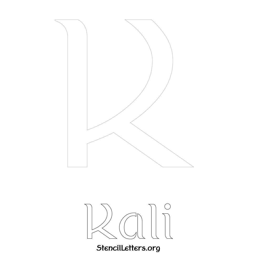 Kali printable name initial stencil in Ancient Lettering