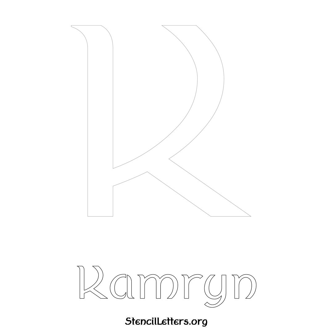 Kamryn printable name initial stencil in Ancient Lettering