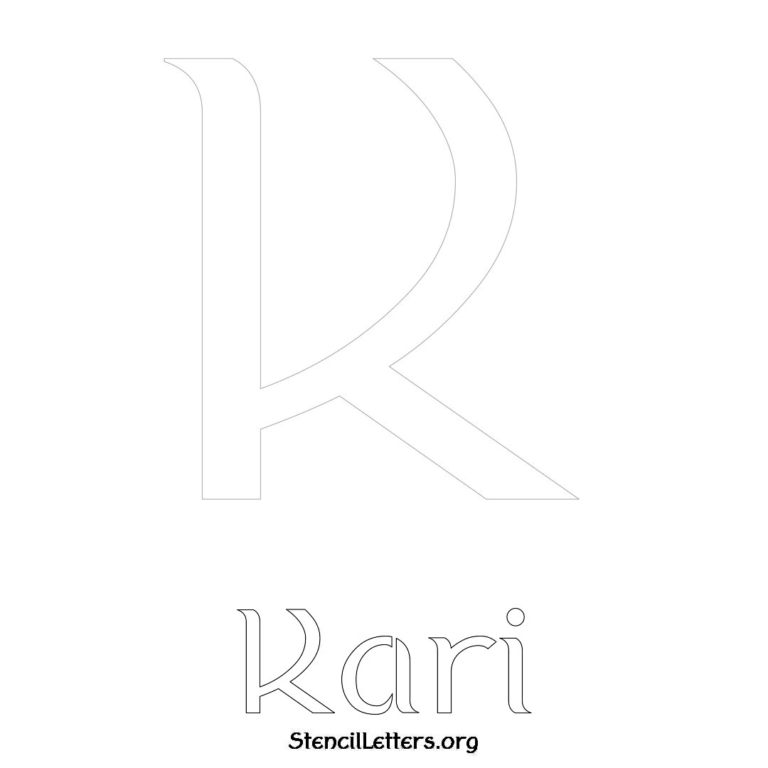 Kari printable name initial stencil in Ancient Lettering