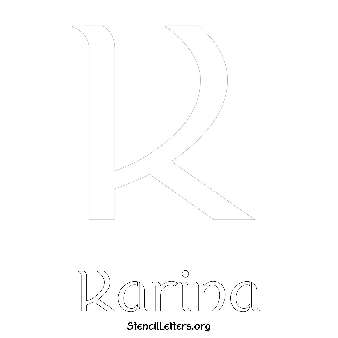 Karina printable name initial stencil in Ancient Lettering