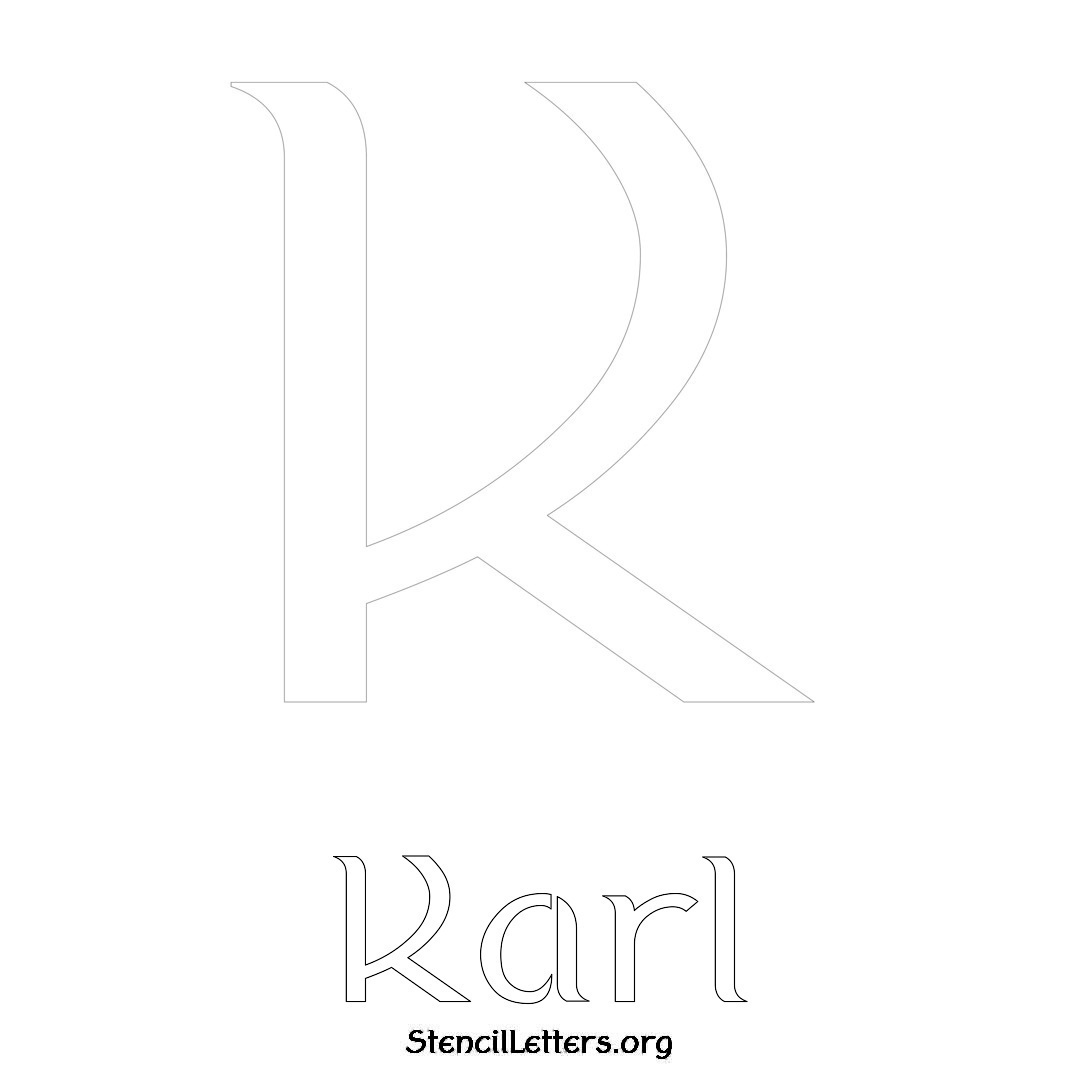 Karl printable name initial stencil in Ancient Lettering