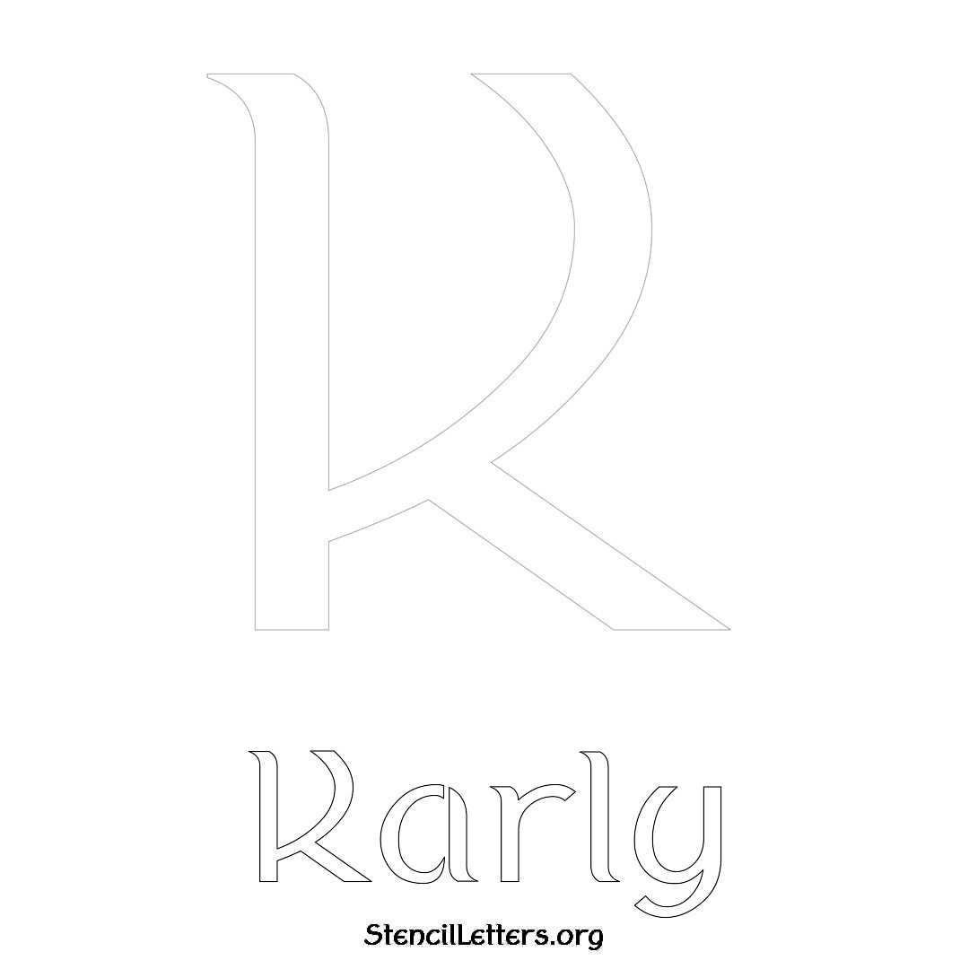 Karly printable name initial stencil in Ancient Lettering