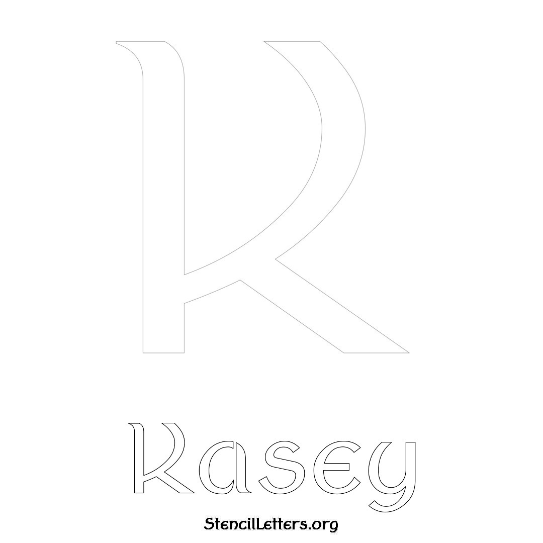 Kasey printable name initial stencil in Ancient Lettering