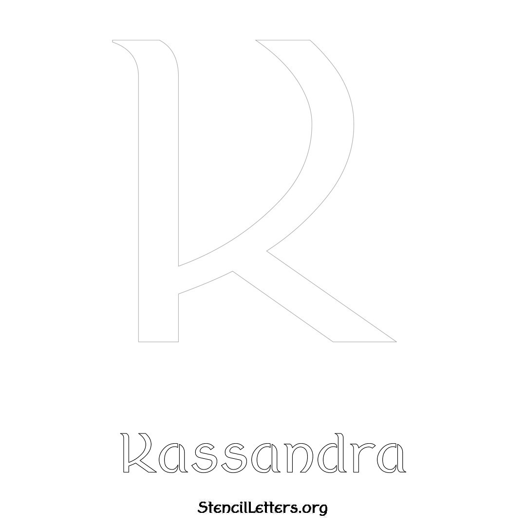 Kassandra printable name initial stencil in Ancient Lettering
