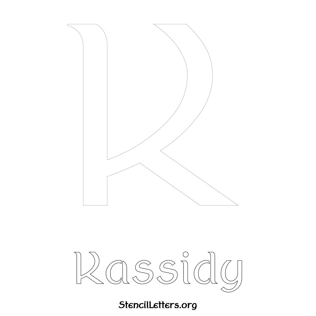 Kassidy printable name initial stencil in Ancient Lettering