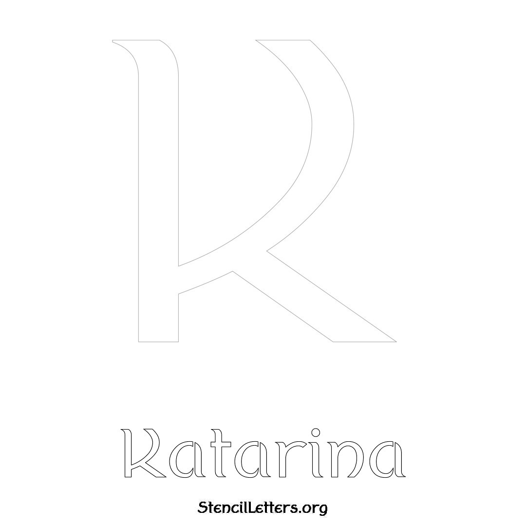 Katarina printable name initial stencil in Ancient Lettering