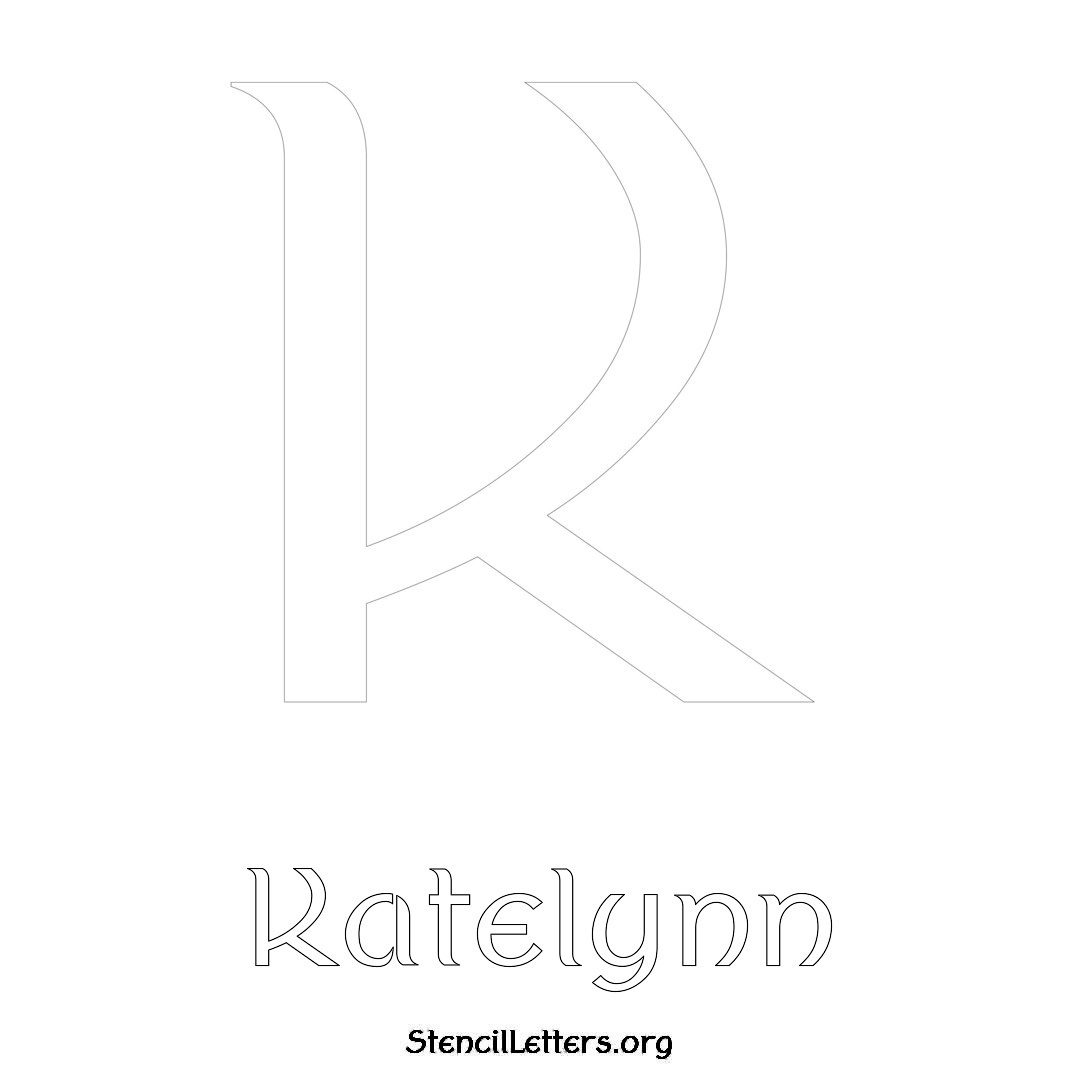 Katelynn printable name initial stencil in Ancient Lettering