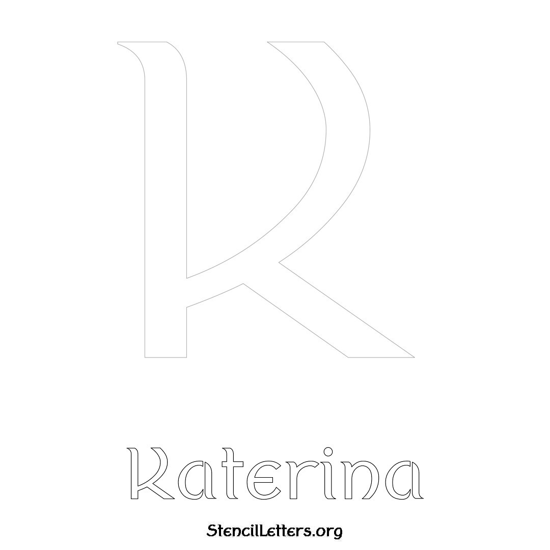 Katerina printable name initial stencil in Ancient Lettering