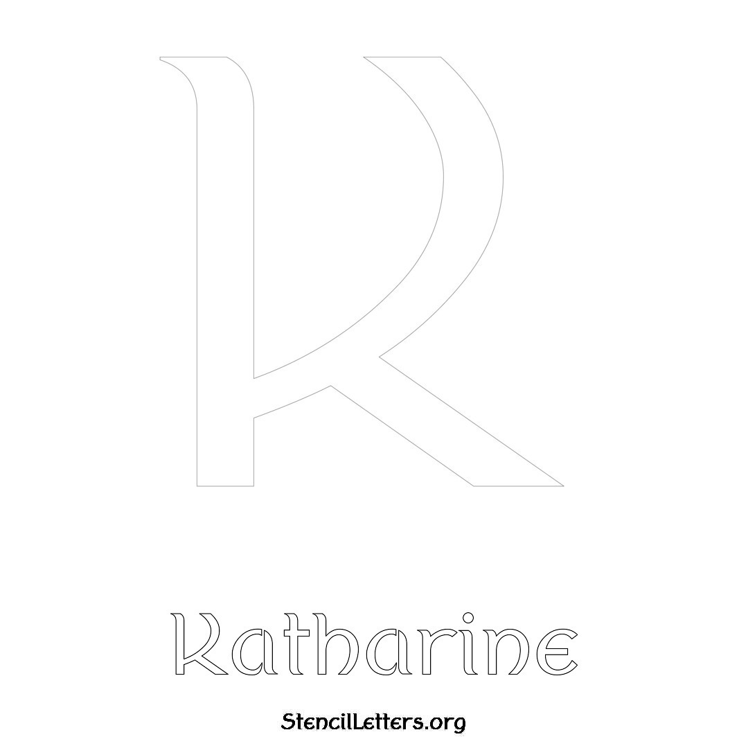 Katharine printable name initial stencil in Ancient Lettering