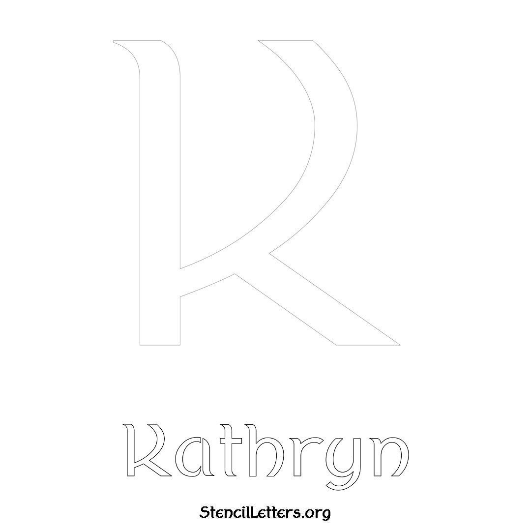 Kathryn printable name initial stencil in Ancient Lettering