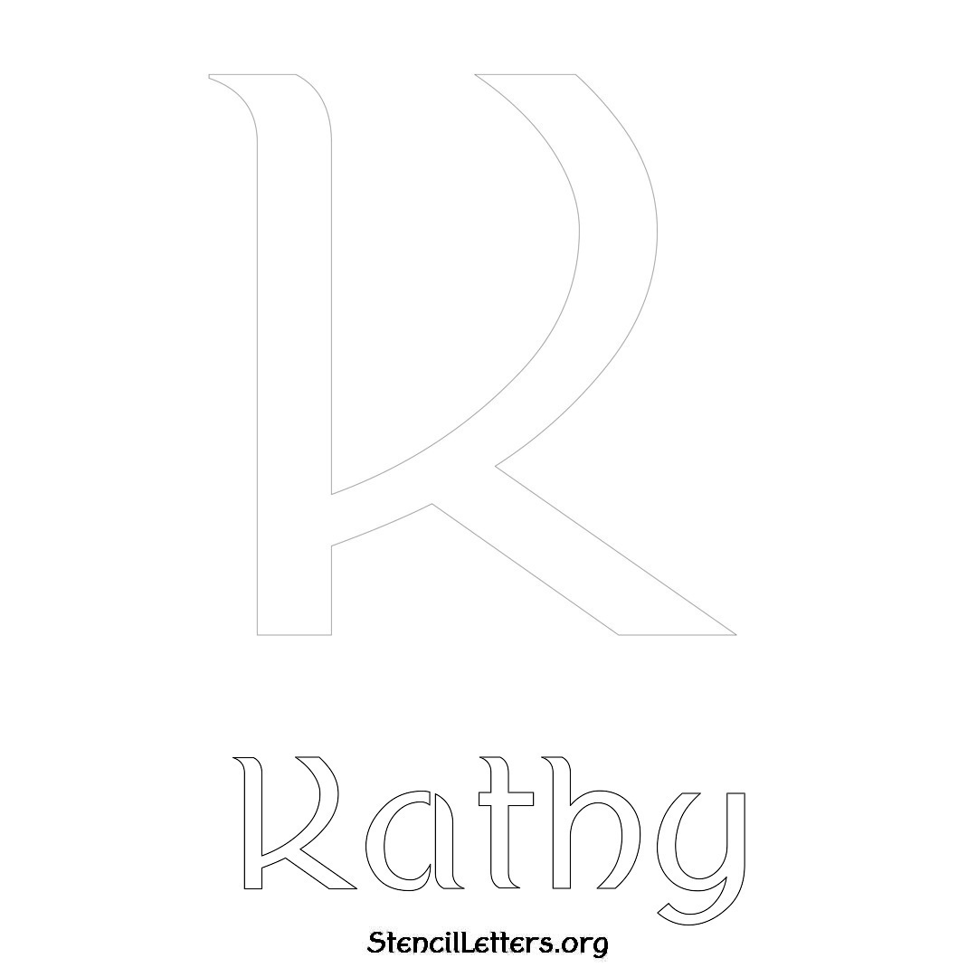 Kathy printable name initial stencil in Ancient Lettering