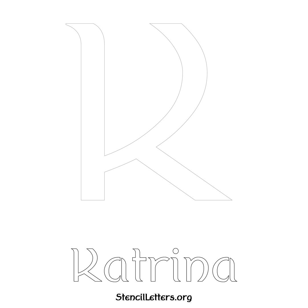 Katrina printable name initial stencil in Ancient Lettering