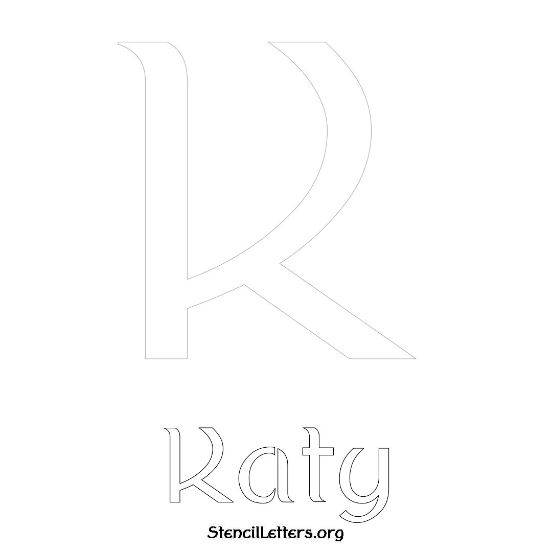 Katy printable name initial stencil in Ancient Lettering