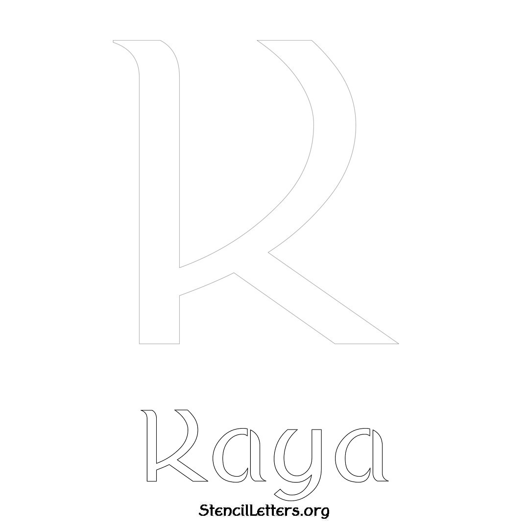 Kaya printable name initial stencil in Ancient Lettering