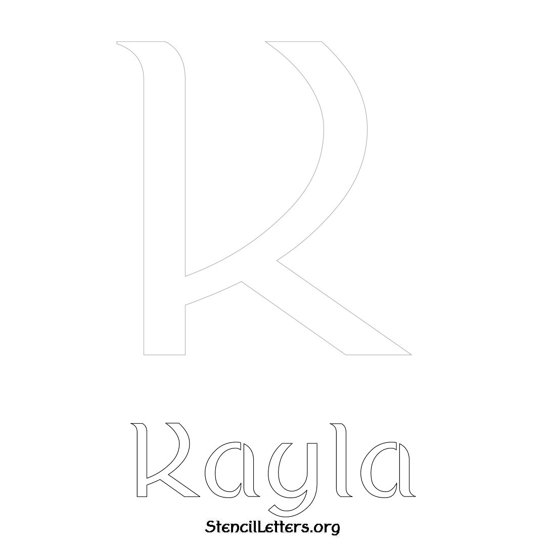 Kayla printable name initial stencil in Ancient Lettering