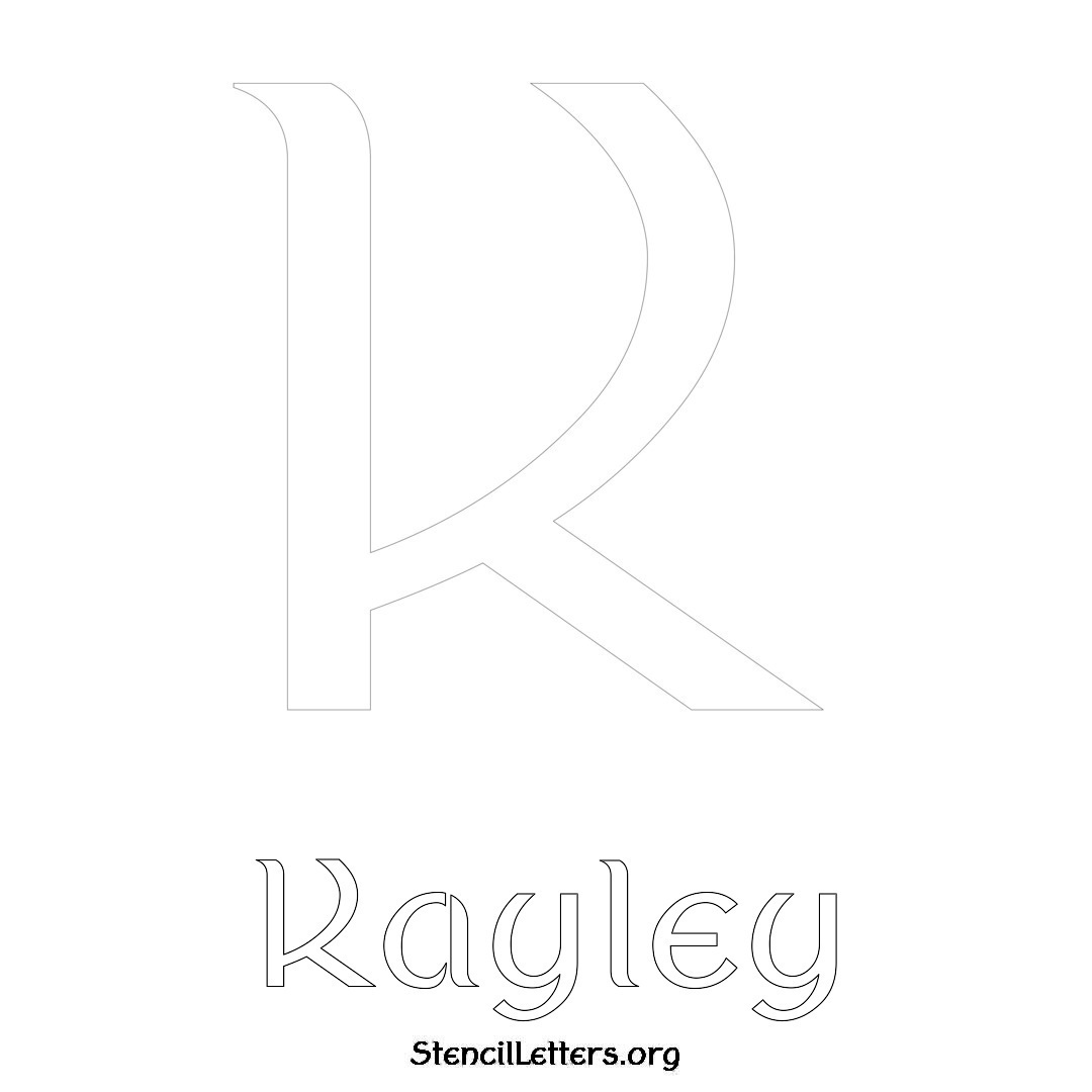 Kayley printable name initial stencil in Ancient Lettering