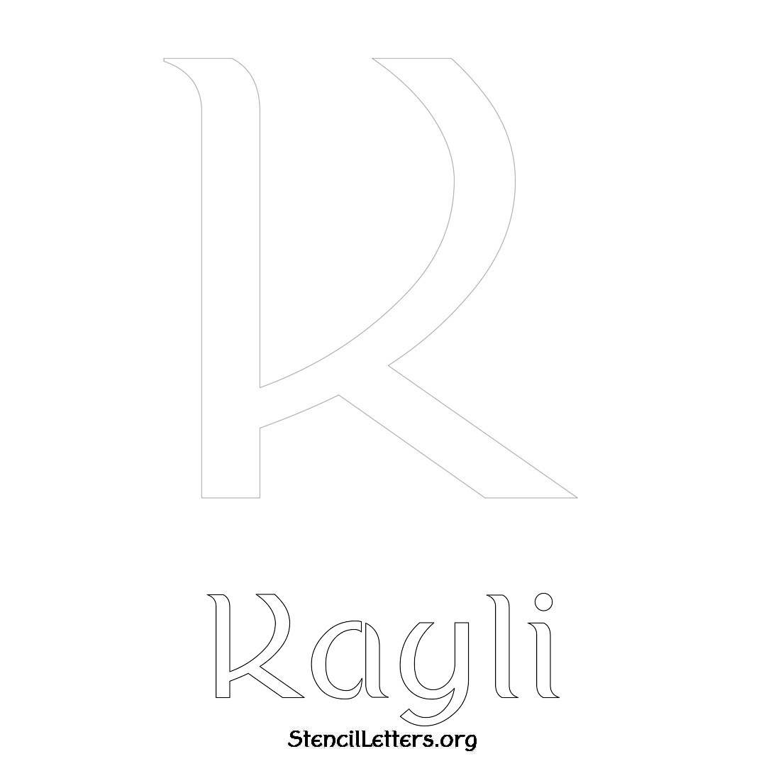 Kayli printable name initial stencil in Ancient Lettering