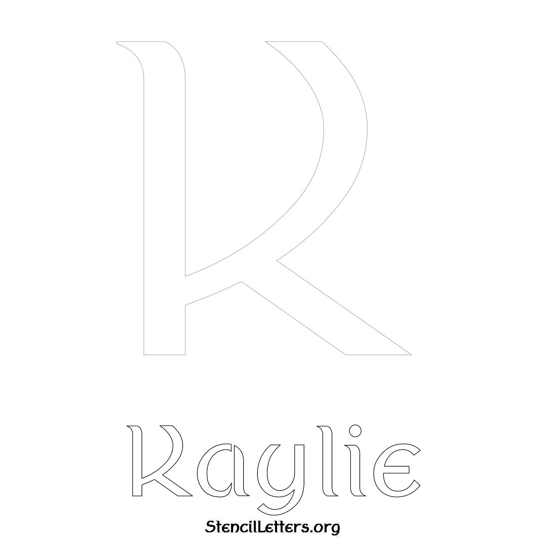 Kaylie printable name initial stencil in Ancient Lettering