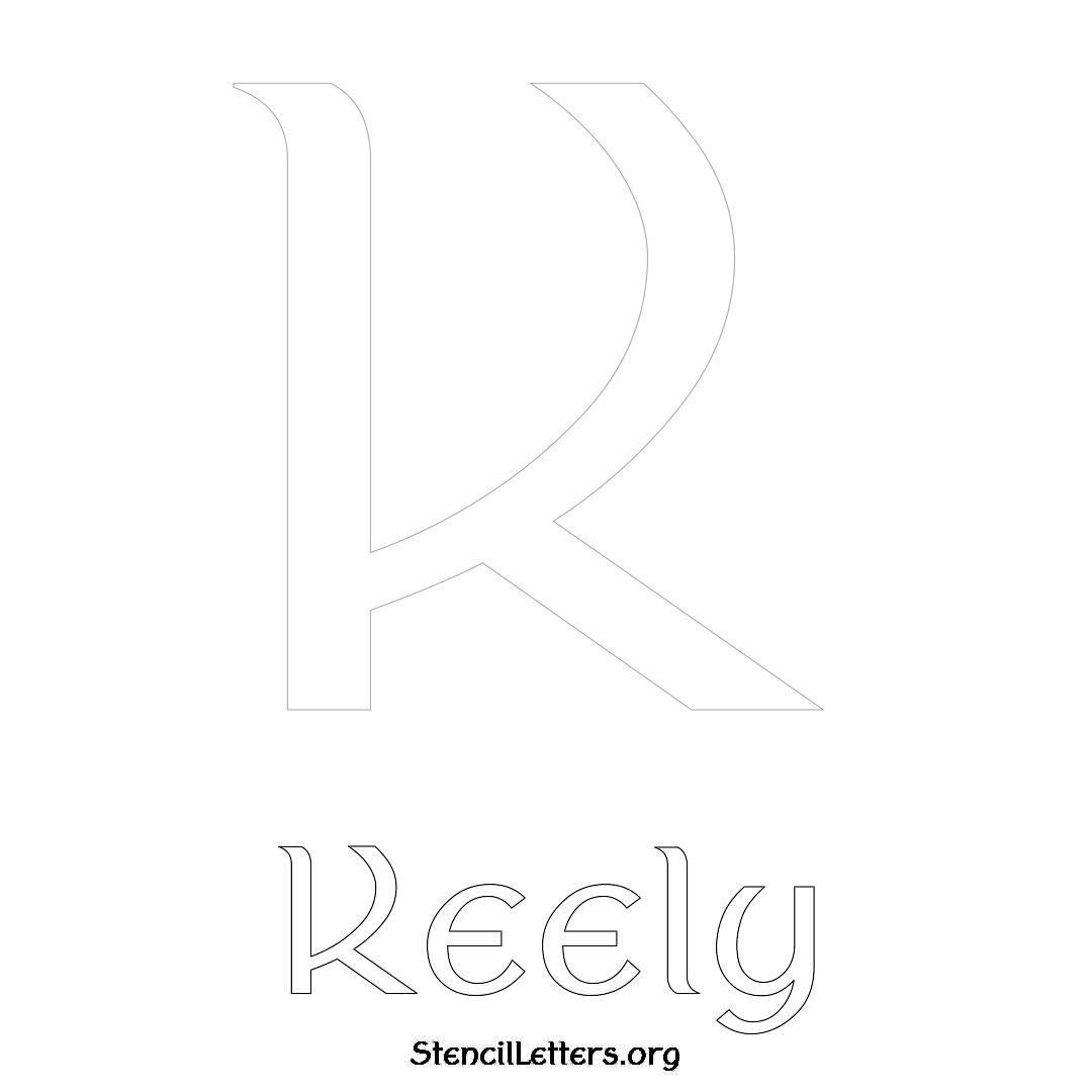 Keely printable name initial stencil in Ancient Lettering