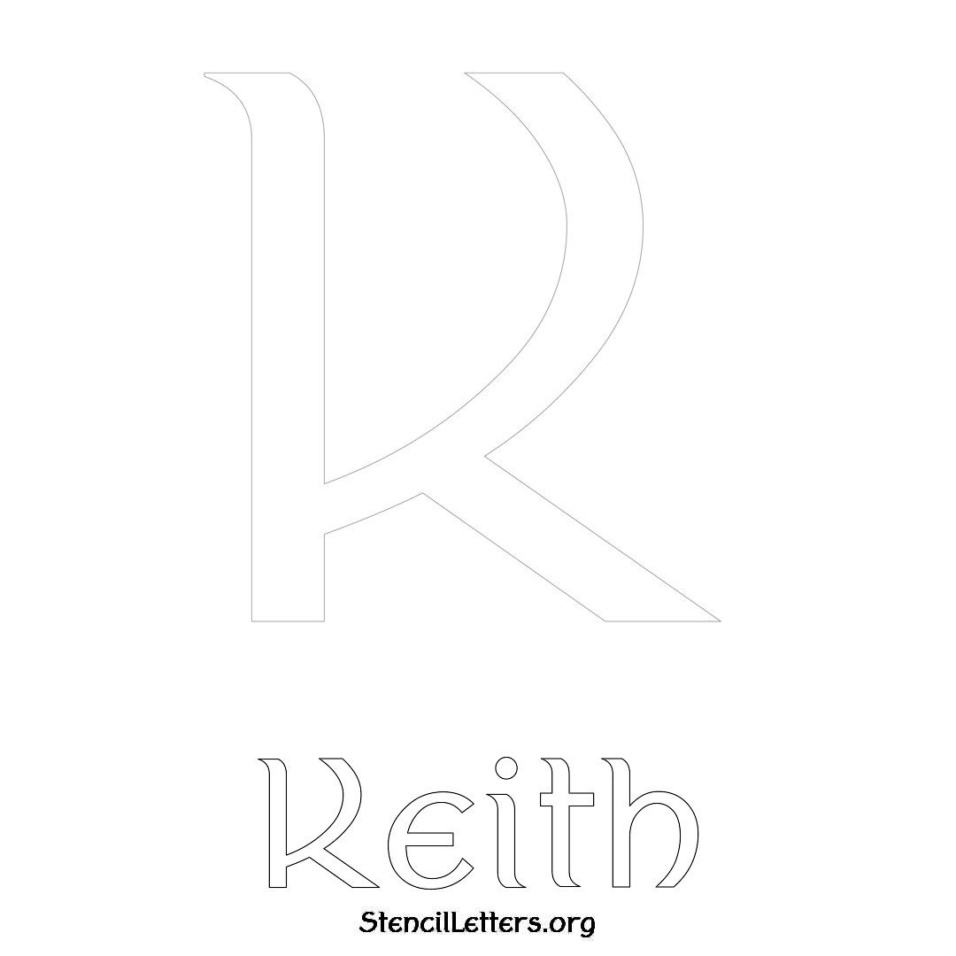 Keith printable name initial stencil in Ancient Lettering