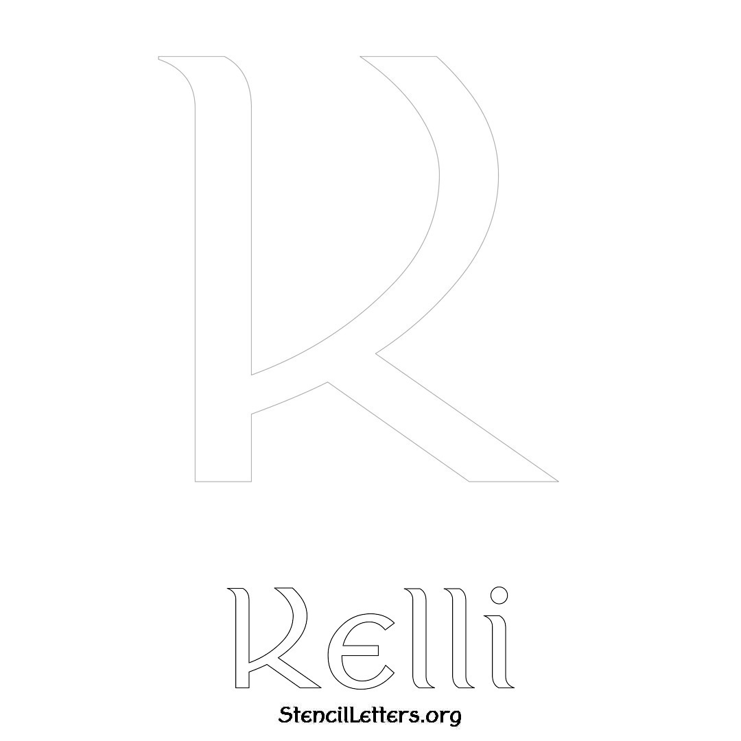 Kelli printable name initial stencil in Ancient Lettering