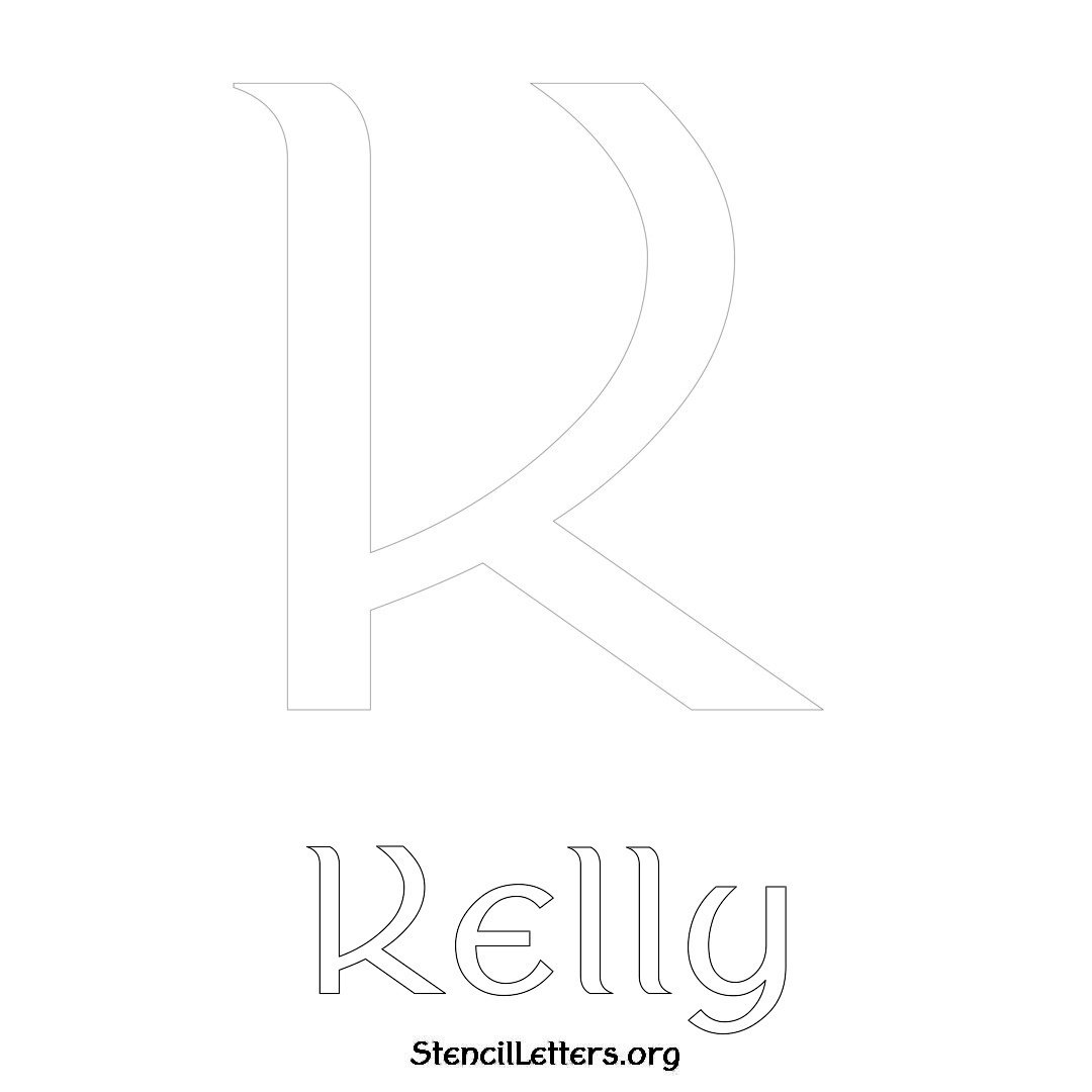 Kelly printable name initial stencil in Ancient Lettering