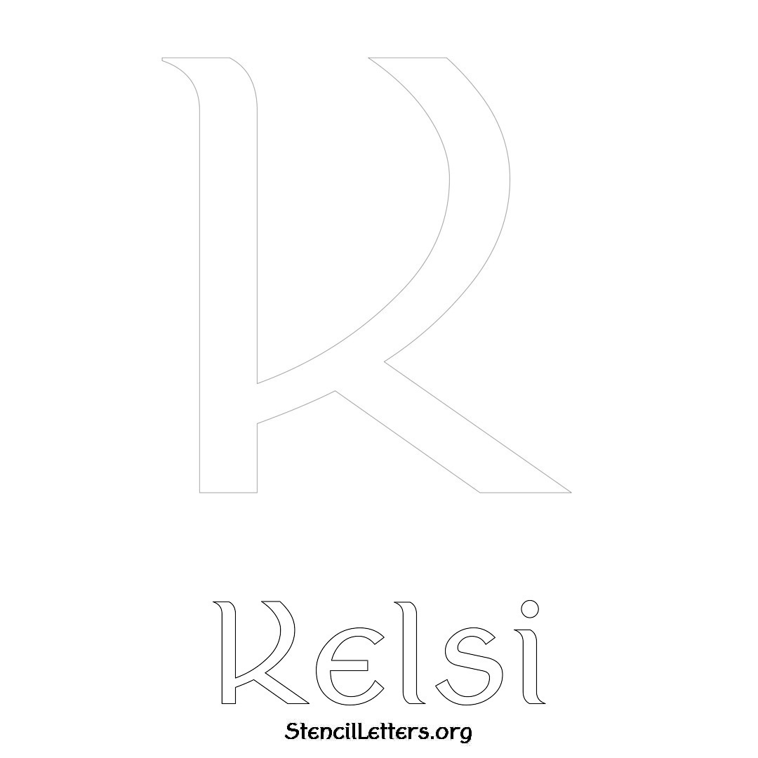 Kelsi printable name initial stencil in Ancient Lettering