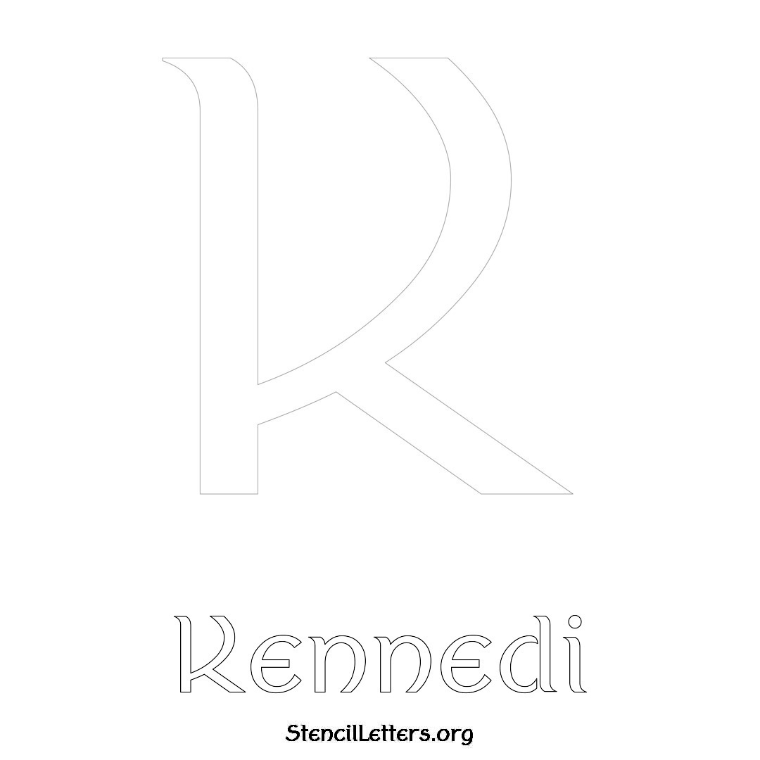 Kennedi printable name initial stencil in Ancient Lettering