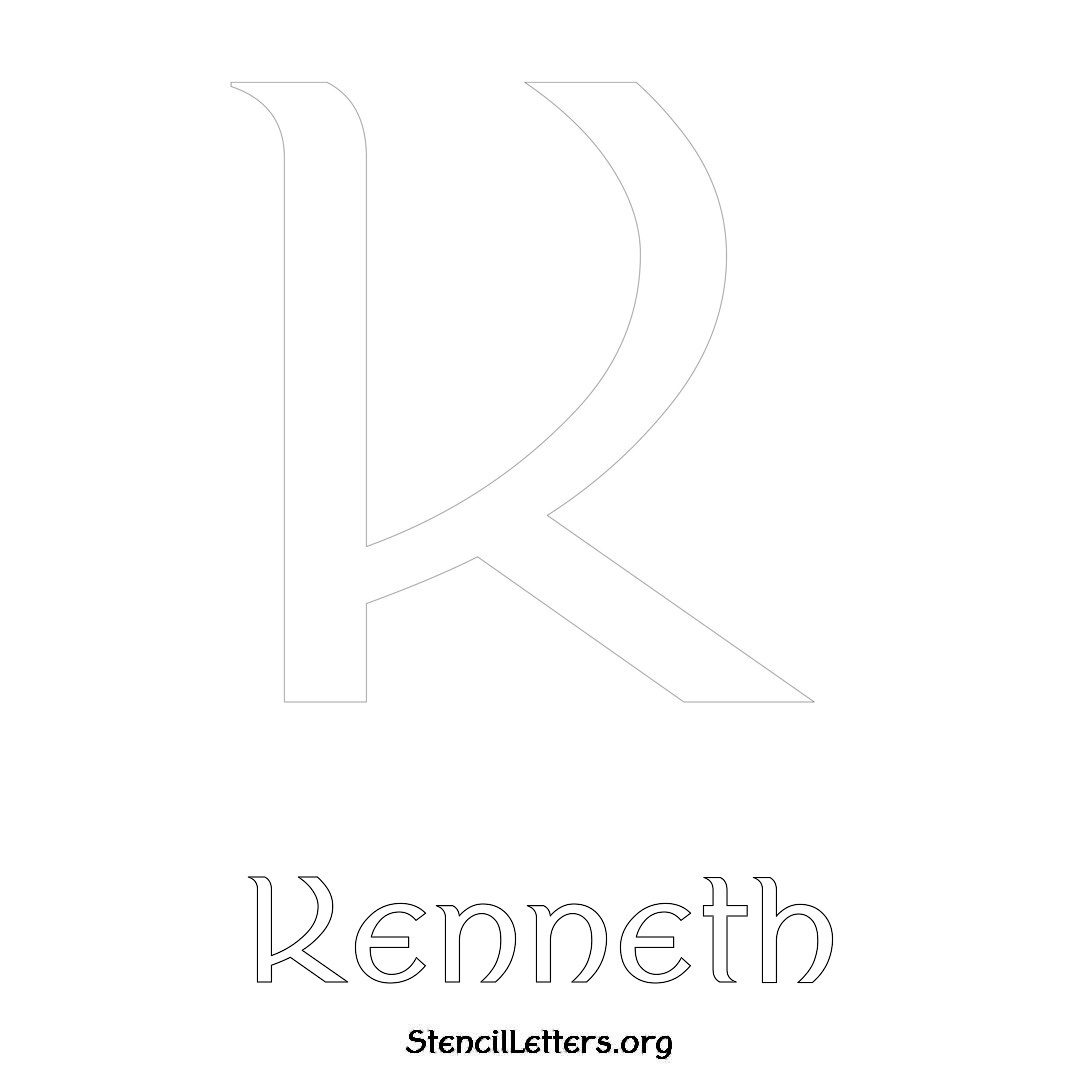 Kenneth printable name initial stencil in Ancient Lettering