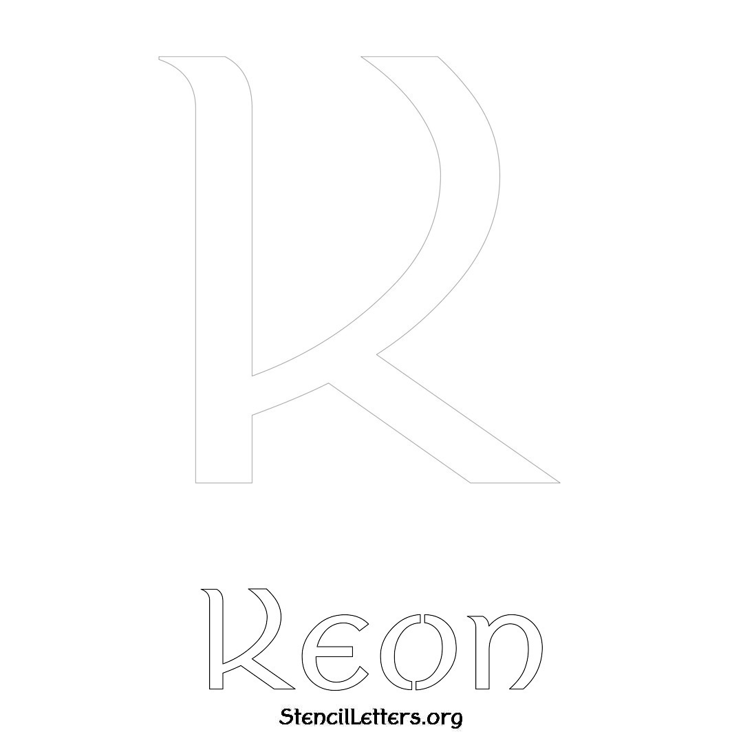 Keon printable name initial stencil in Ancient Lettering