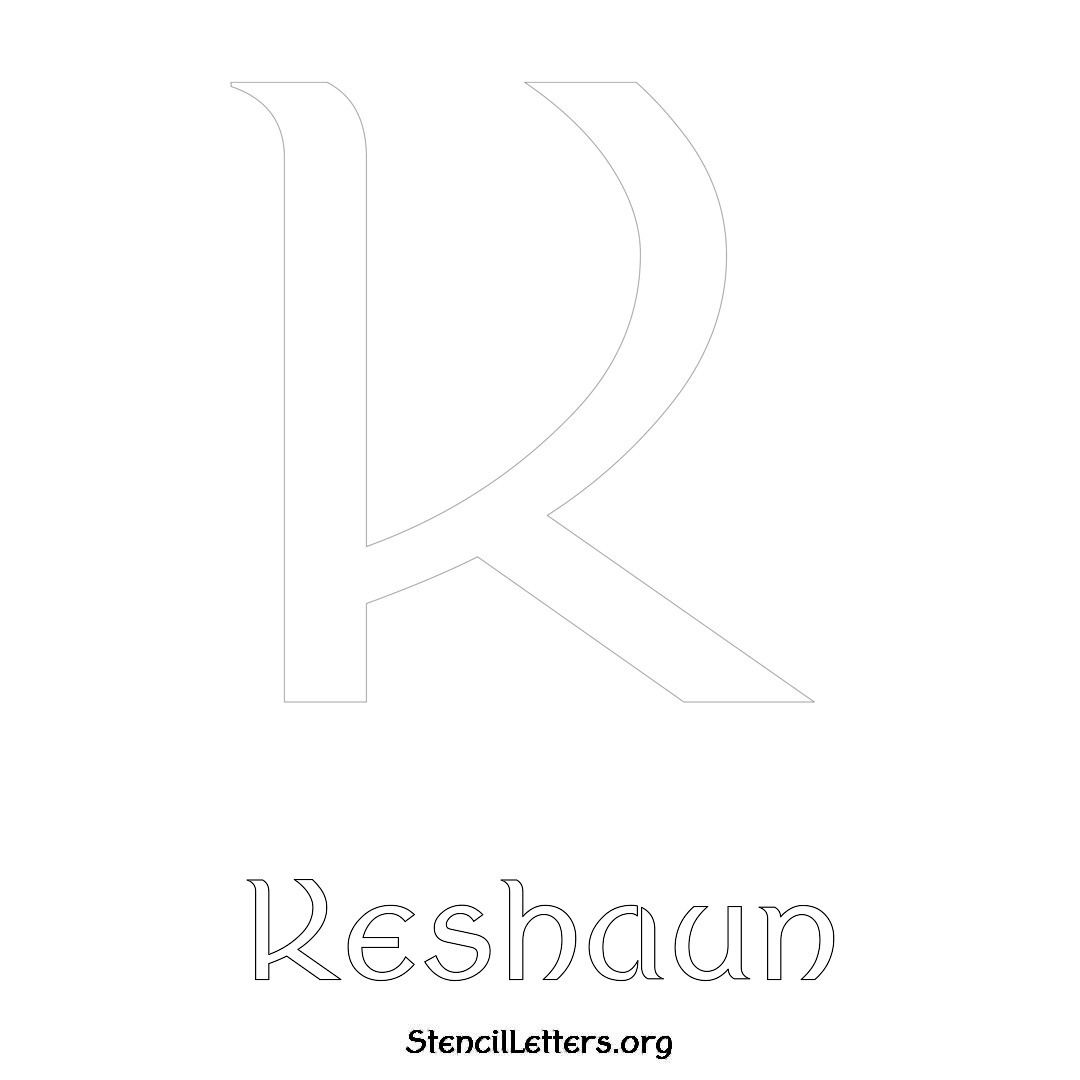 Keshaun printable name initial stencil in Ancient Lettering