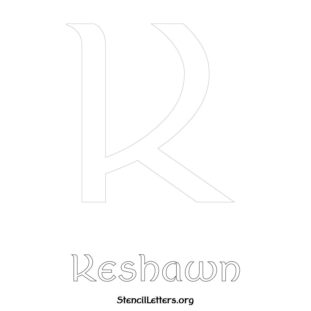 Keshawn printable name initial stencil in Ancient Lettering