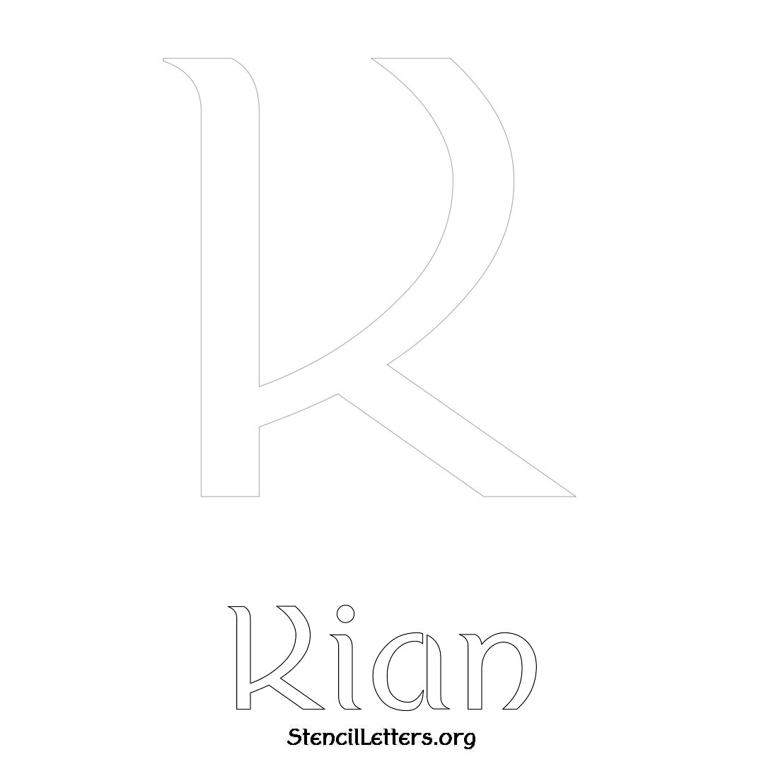 Kian printable name initial stencil in Ancient Lettering