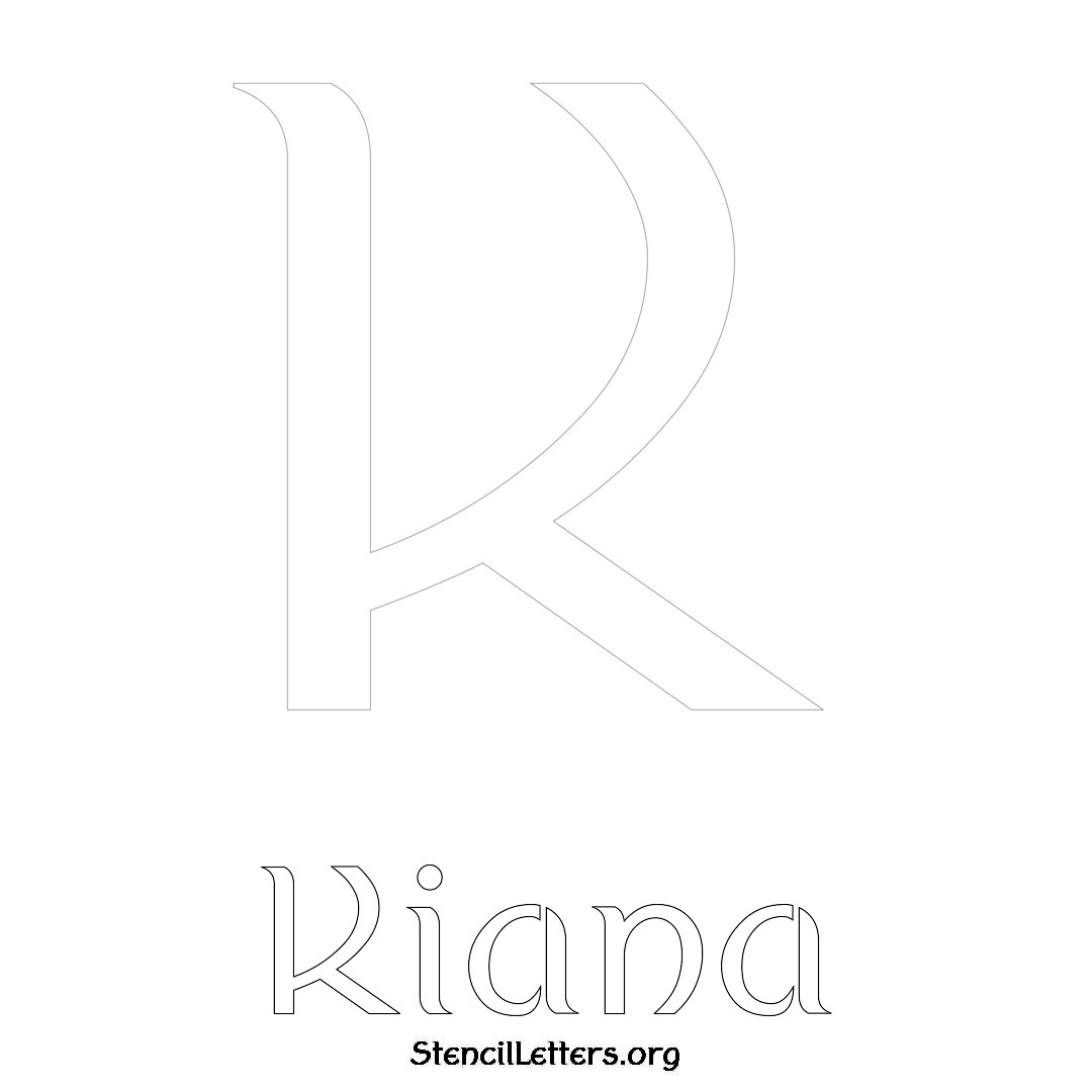 Kiana printable name initial stencil in Ancient Lettering
