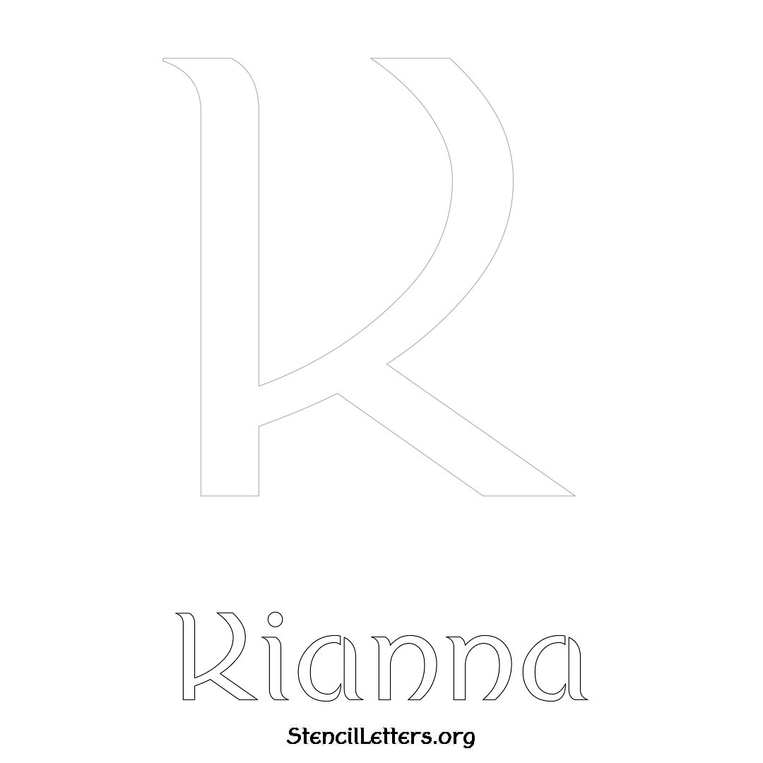 Kianna printable name initial stencil in Ancient Lettering