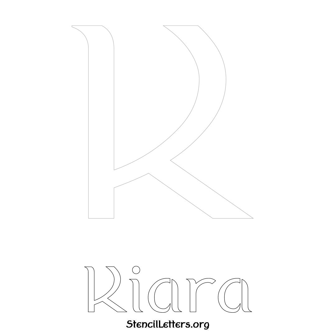 Kiara printable name initial stencil in Ancient Lettering