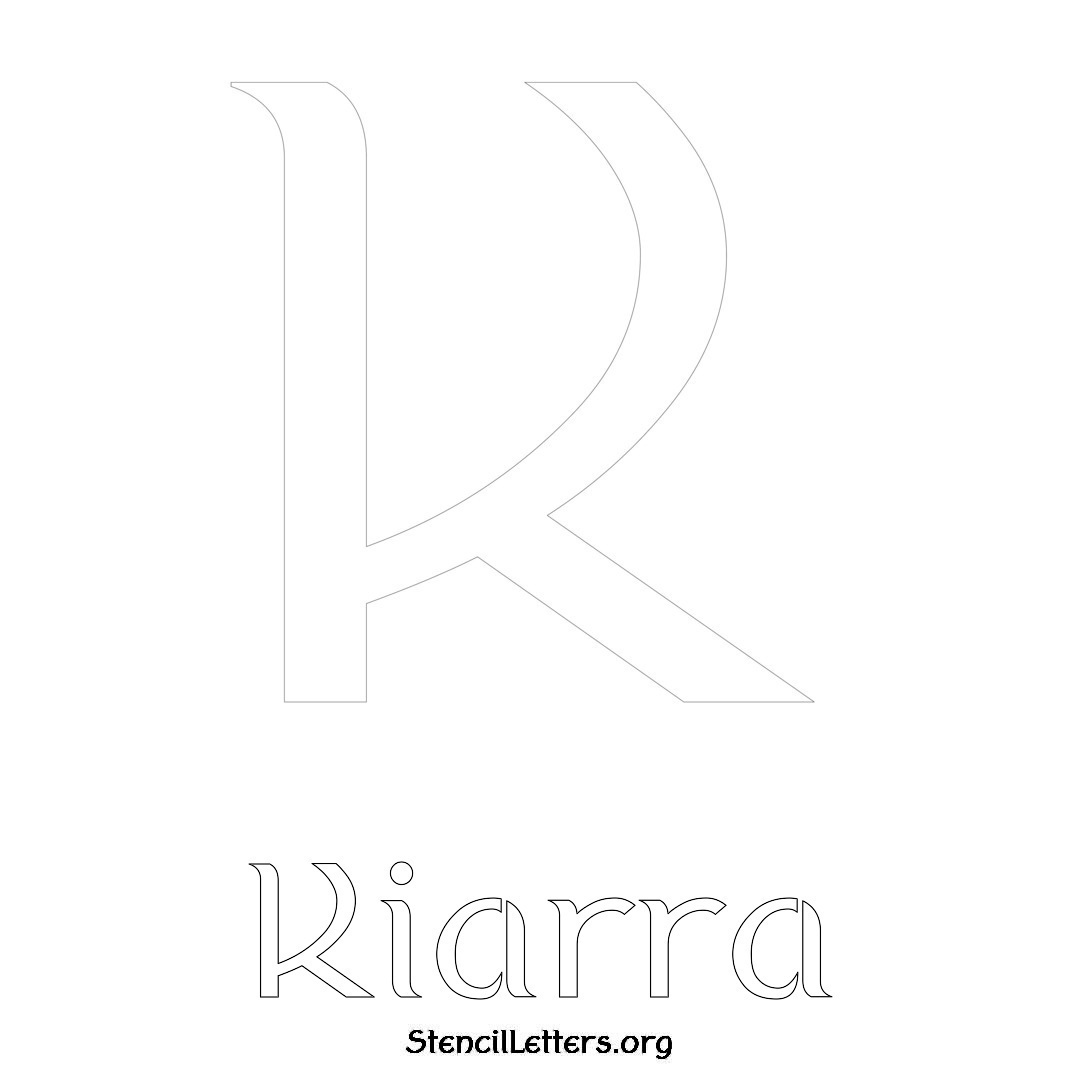 Kiarra printable name initial stencil in Ancient Lettering